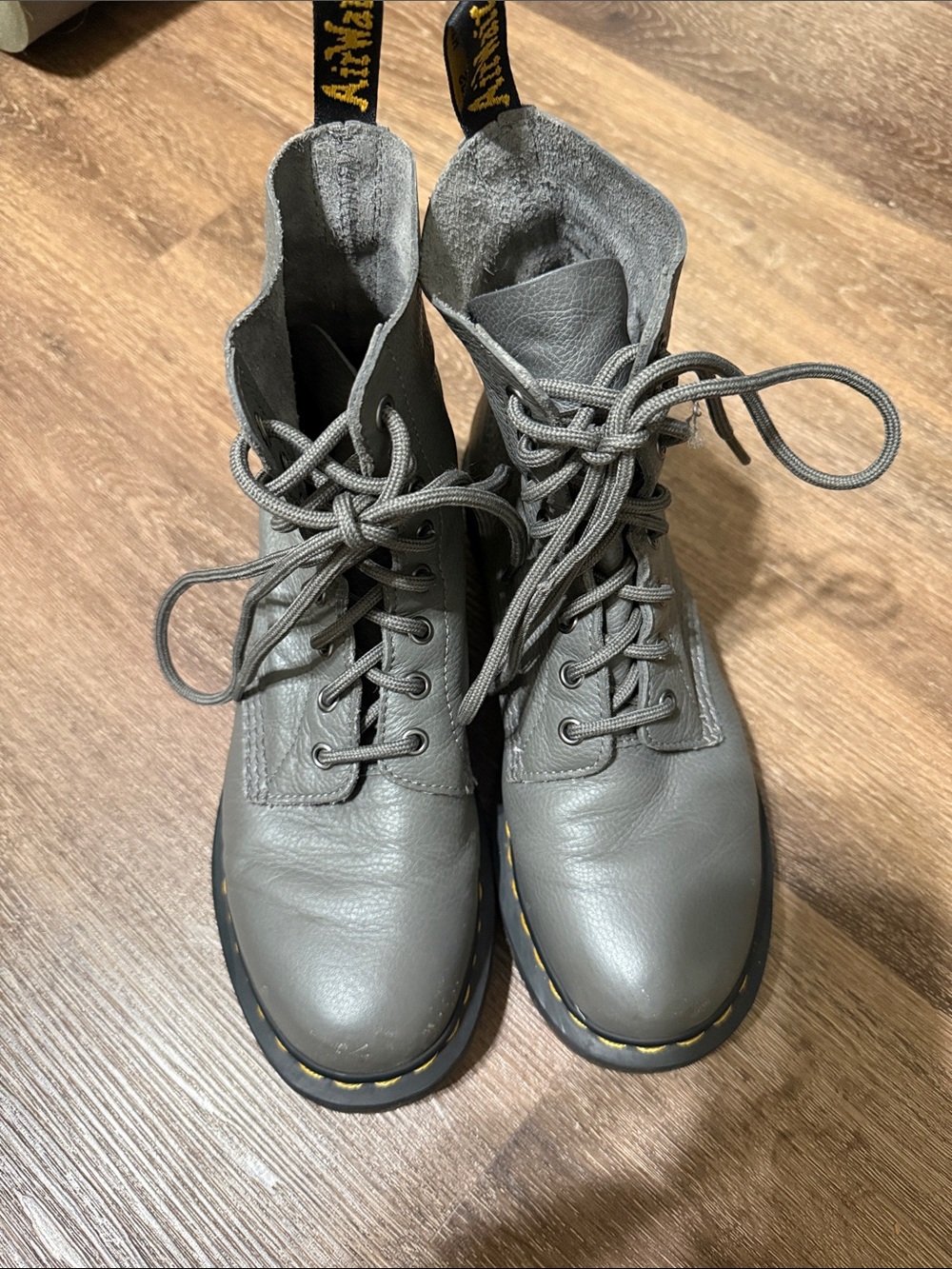 Dr. Martens Leather Gray Boots
